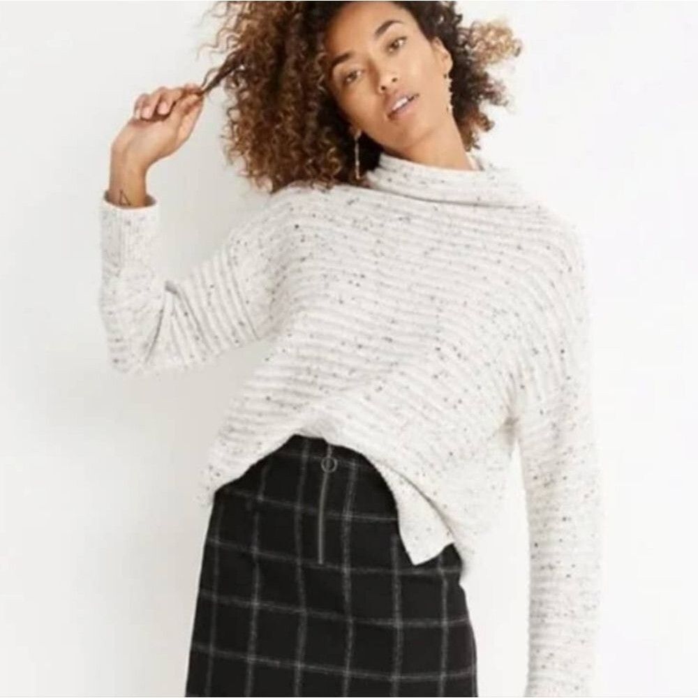 Madewell Donegal Belmont Minimalist Mock Neck Wool Blend Oversized Sweater SZ XS